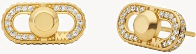 Michael Kors Women's Astor Link Gold-Plated Sterling Silver Crystal Set Stud Earrings MKC1738CZ710