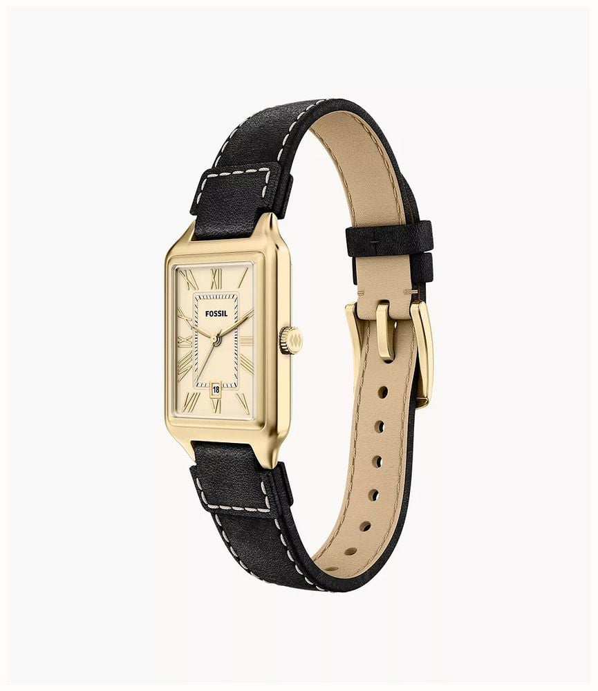 Fossil Raquel 23 mm Three-Hand Date Black Leather Fossil Watch ES5505 - alternate view 3