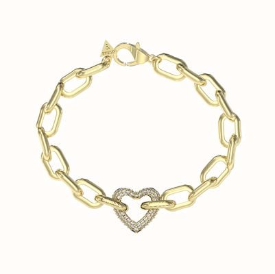 Guess Ladies Beloved Gold Tone Heart Link Braceke UBB05016YGL