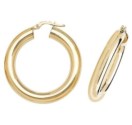 Treasure House ER1005-25 9k Yellow Gold Hoop Earrings 25 mm Jewellery