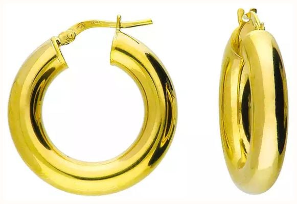 James Moore CME Silver Gold Plated Chunky 25mm Hoop Earrings H5193/Y