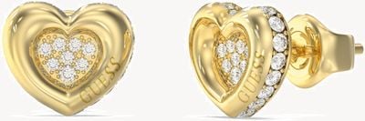 Guess Guess Womens L.O.V.E. 10mm Heart Pave Studs UBE05466YG