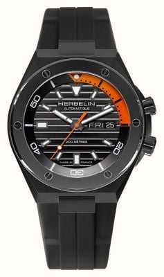 Herbelin Cap Camarat Diver Automatic (42mm) Black Dial / Black FKM Rubber Strap 1745N14CA