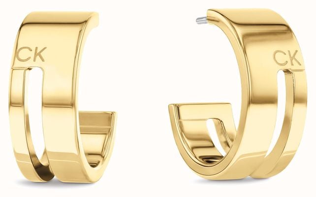 Calvin Klein Geometric Essentials Gold-Tone Stainless Steel Cut-Out Detail Earrings 35000676