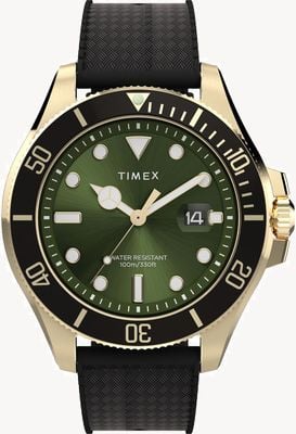 Timex Harborside Coast (44mm) Green Sunray Dial / Black Synthetic Rubber Strap TW2Y05300
