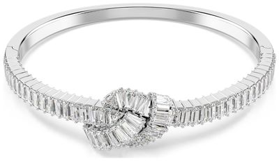 Swarovski Matrix Bangle Baguette Cut, Knot, White, Rhodium Plated 5727117