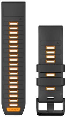 Garmin QuickFit® 26 Watch Strap Only, Graphite/Spark Orange Silicone 010-13393-05
