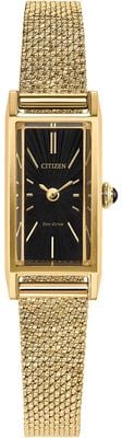 Citizen Eco-Drive Fio (14x30mm) Black Dial / Gold PVD Stainless Steel Mesh Bracelet EG7120-51A EG7128-59E