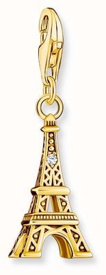 Thomas Sabo Gold-Plated Charm Pendant With Eiffel Tower And White Zirconia 2075-414-39