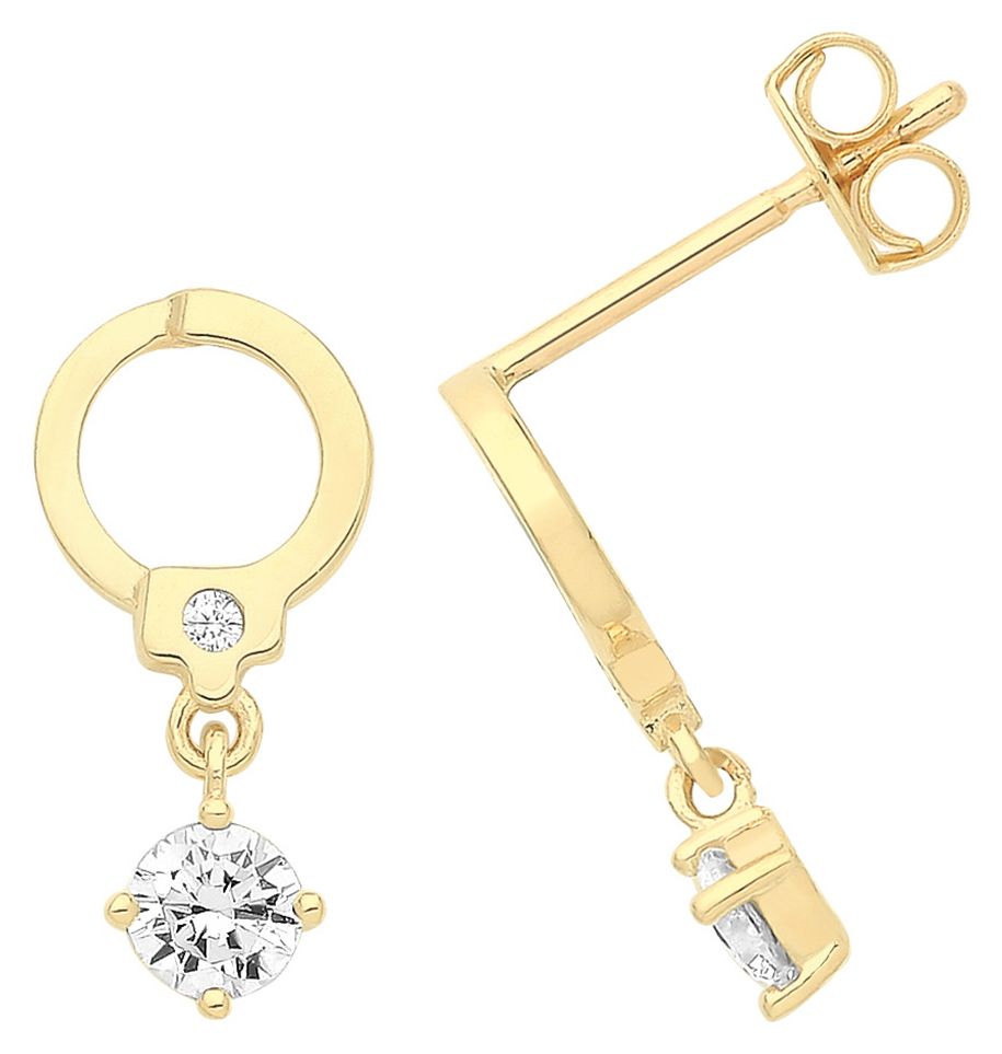James Moore TH ES1701 9ct Yellow Gold Circle Cubic Zirconia Jewellery