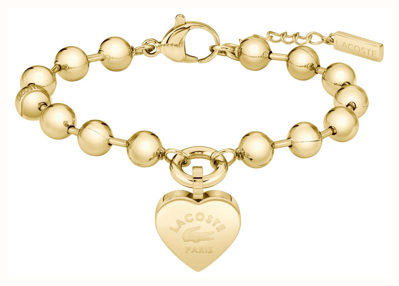 Lacoste Love My Croc Yellow Gold IP Beads Bracelet with Heart Charm 2040506 - alternate view 2