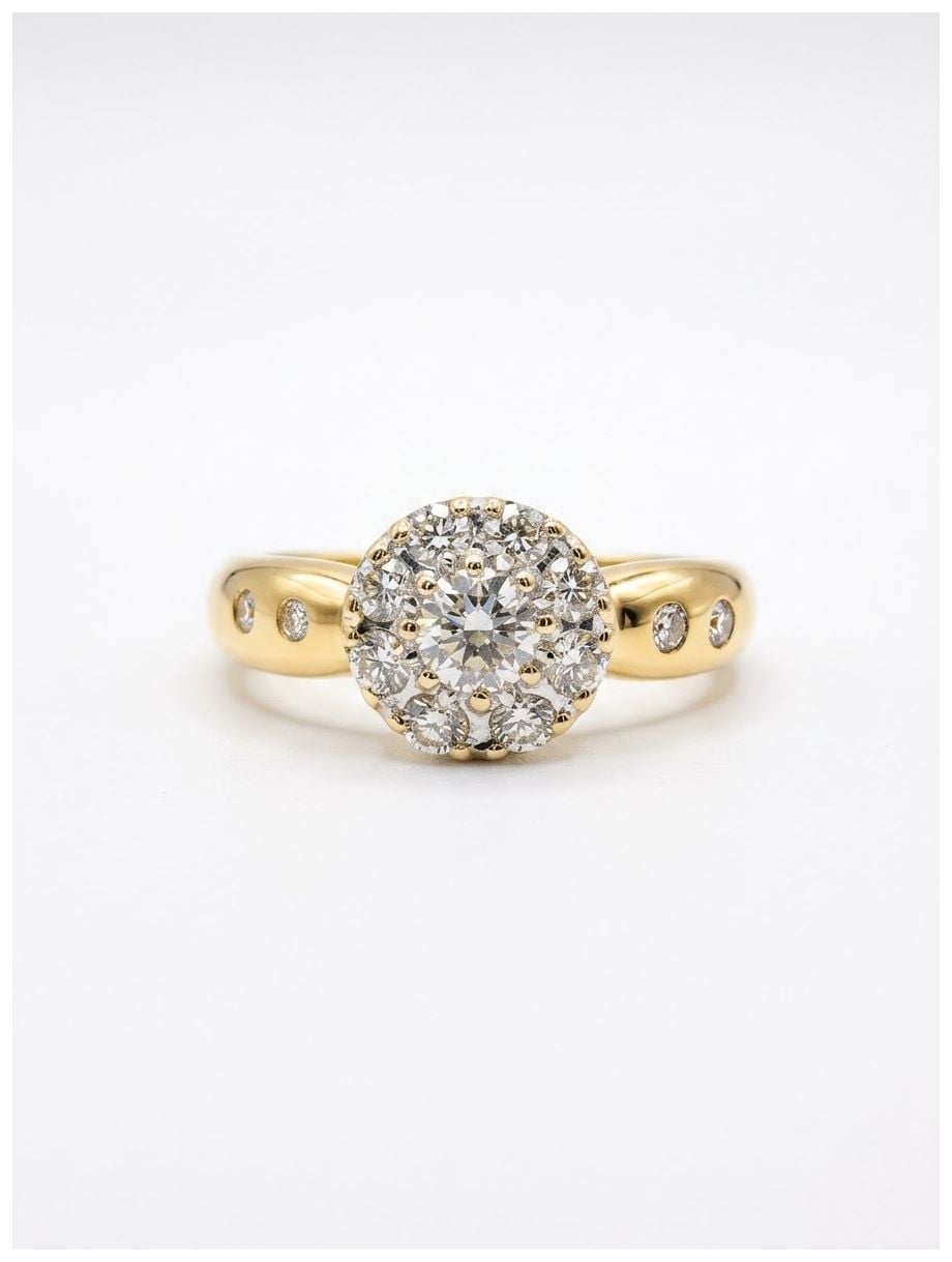 Pre-owned J51392 18ct Yellow Gold 0.50ct Diamond Cluster Jewellery