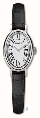 Timex Cavatina (19mm) White Dial / Black Leather Strap TW2W78400