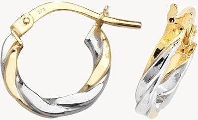 Treasure House 9ct Yellow/White Gold 08mm Hoop Earrings ER1041YW-08