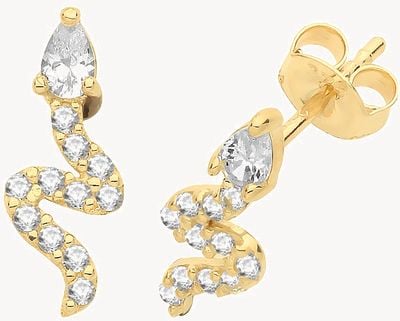 9ct Gold Snake Cz Stud Earrings ES1609
