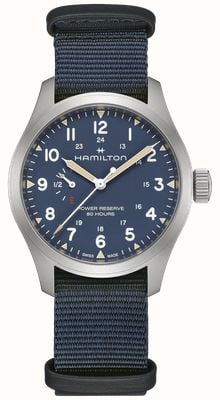 Hamilton Khaki Field Power Reserve Mechanical (40mm) Blue Dial / Blue NATO Textile Strap Watch H69509940