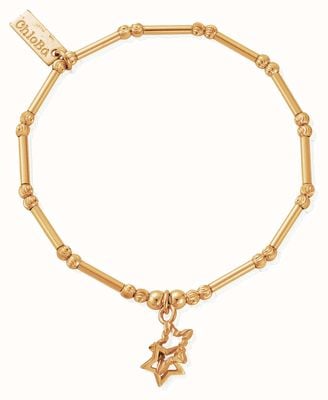 ChloBo Dainty Moon Cut Sparkle Interlocking Star Gold-Plated Bracelet GBMCTN3407