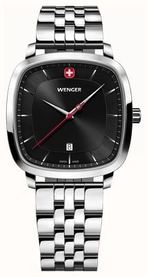Wenger Vintage Classic Quartz (37mm) Black Sunburst Dial / Stainless Steel Bracelet 01.1921.102
