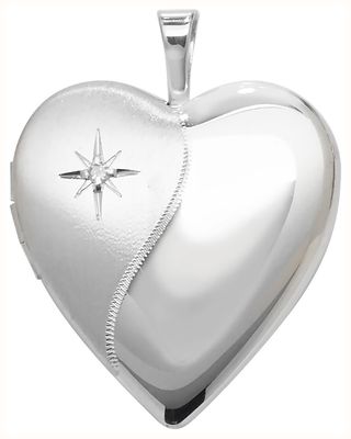 Sterling Silver 0.1ct Diamond Set Heart Shaped Locket G6910D