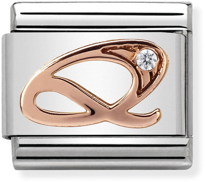 Nomination Classic Letter Q 9ct Rose Gold & Steel Charm 430310/17