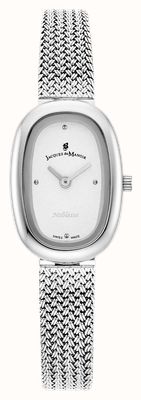 Jacques Du Manoir Noblesse Two-Hand Quartz (20mm) White Dial / Stainless Steel Mesh Bracelet JWL05201