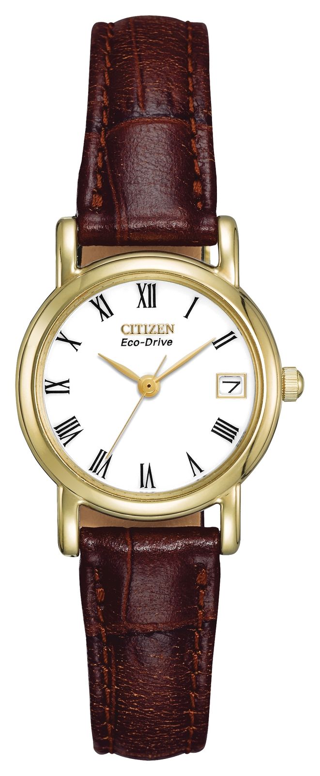 Citizen EW1272-01B Women’s White Dial Brown Leather Strap Watch