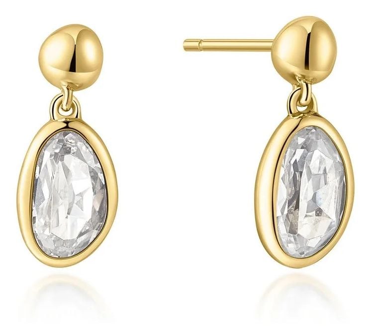 Ania Haie E076-06G Gold Bezel Organic Pebble Dangle Stud Jewellery