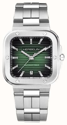 Herbelin Men's Cap Camarat Square Automatic (39mm) Green Dial / Stainless Steel Bracelet 1646B16