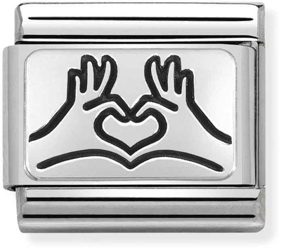 Nomination Classic Heart Oxidised Sterling Silver & Steel Charm 330109/58