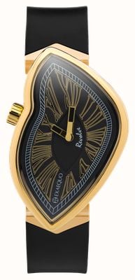 Exaequo Melting Watch Revolve IP Yellow Gold (33mm) Black Dial / Black Silicone Strap EX 0032.0001