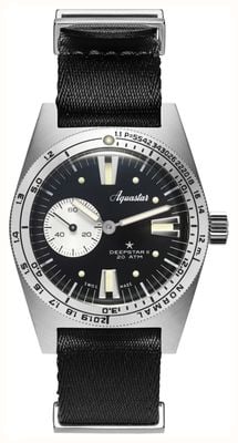 Aquastar Deepstar II Mono-Compax Automatic (37mm) Vintage Black Dial / Black Seatbelt NATO Strap DS2-NATO VB