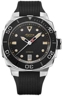 Alpina Seastrong Diver Extreme Automatic (39mm) Black Textured Dial / Black Rubber Strap Watch AL-525B3VE6