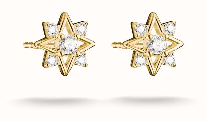 Thomas Sabo 18ct Yellow Gold Plated Cubic Zirconia Star Stud Earrings H2380-M01-14