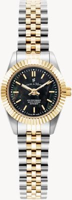 Jacques Du Manoir Mini Inspiration (22mm) Black Mother-of-Pearl Dial / Two-Tone Stainless Steel Bracelet JWL05105