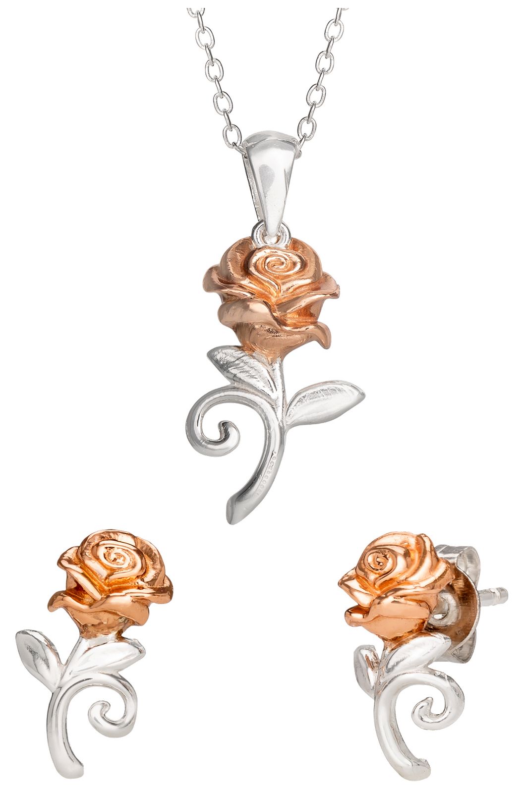 Disney S901030UL.PH Two Tone 3D Pendant and Stud Earrings Jewellery