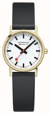 Mondaine Women's Classic (30mm) White Dial / Black Vegan Grape Leather Strap A658.30323.10SBBV