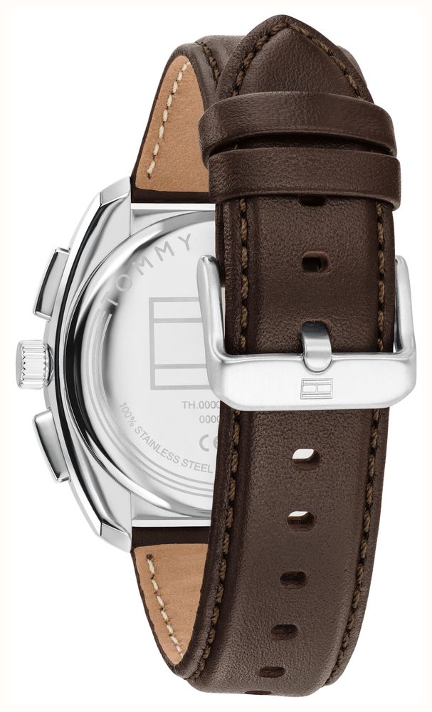 Tommy Hilfiger Cole Brown Leather White Sunray Dial Watch 1792270 - alternate view 3