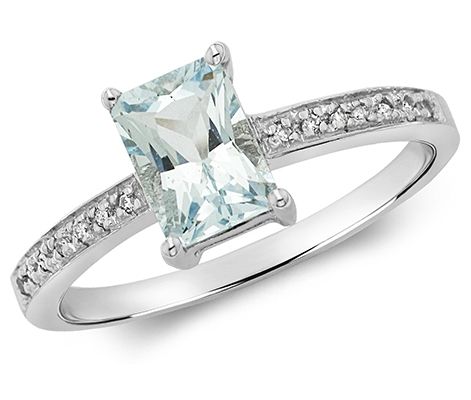 James Moore TH RD208WAQ 9k White Gold Diamond Aquamarine Jewellery
