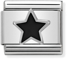 Nomination Classic Black Star Sterling Silver & Steel Enamel Charm 330202/05