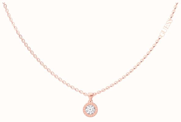Guess Rose Gold Plated 16-18" Clear Crystal Charm Necklace JUBN02245JWRGT/U
