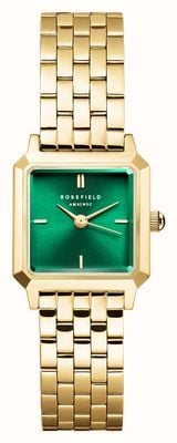 Rosefield Boxelle (19.5mm) Emerald Green Sunray Dial / Gold-Plated Stainless Steel Bracelet BEGSG-B05