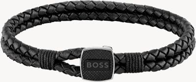 BOSS Jewellery Seal Black Leather Bracelet 180mm 1580047M