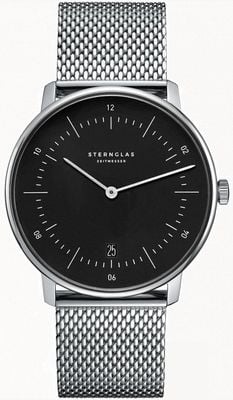 STERNGLAS Naos Quartz (38mm) Black Dial / Stainless Steel Mesh S01-NA53-MI04