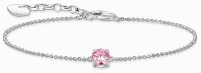 Thomas Sabo Pink Zirconia Solitaire Sterling Silver Bracelet 19cm A2156-051-9-L19V