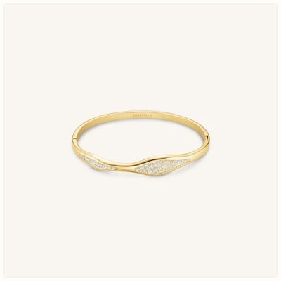 Rosefield Jewellery Pave Wave white Stone Gold Bangle JBPWG-J1235