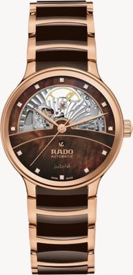 RADO Centrix Automatic Diamonds Open Heart (35mm) Brown Mother-of-Pearl Dial / Rose-Gold & Brown Bracelet R30029902