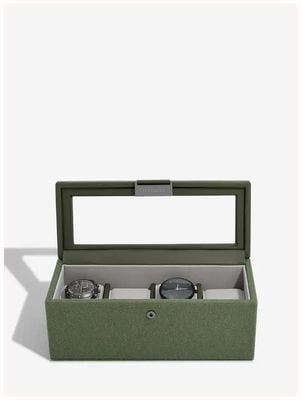 Stackers four Piece Watch Box Green Canvas 76406