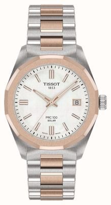 Tissot PRC 100 Solar (34mm) Mother-of-Pearl Dial / Two-Tone Stainless Steel Bracelet T1518222211100