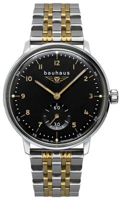 Bauhaus Classic Small-Seconds Quartz (35mm) Black Dial / Two-Tone Stainless Steel Bracelet 2037M2