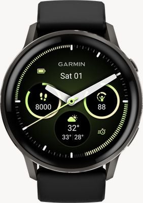 Garmin Venu 4 - AMOLED Health and Fitness Smartwatch (45mm) Slate With Black Silicone Band 010-03014-00